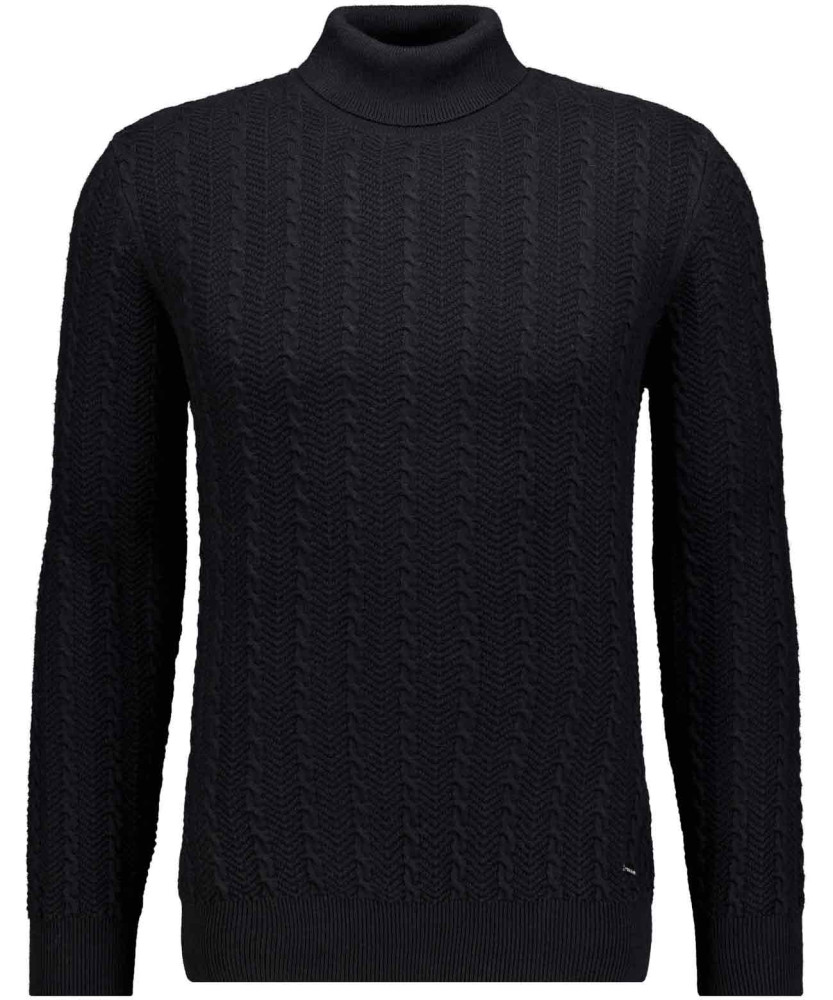 Knitted pullover with roll neck, cotton-cashmere