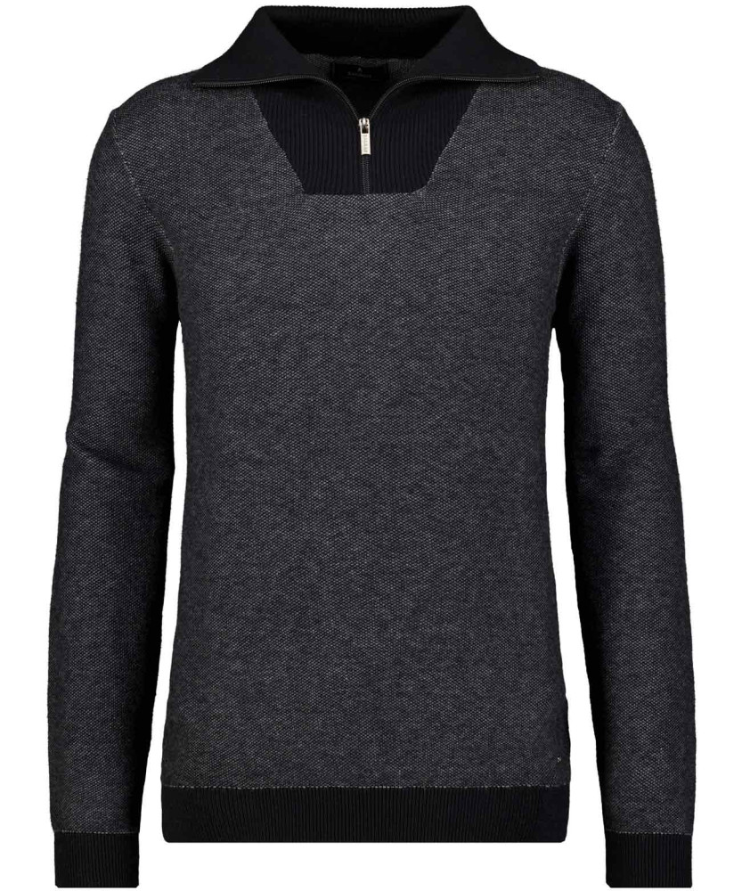 Knitted pullover with troyer collar, cotton/cashmere