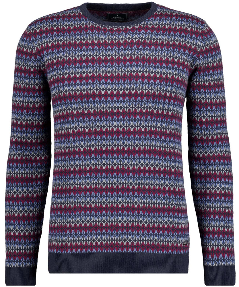 Knitted pullover round neck, cotton/cashmere