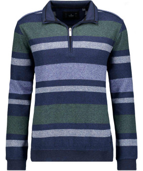 Sweater with troyer collar, striped