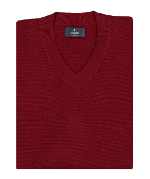 Knitted sweater V-neck with structure