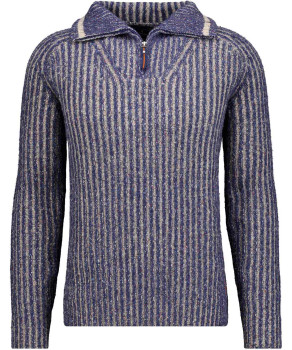 Knitted pullover with troyer collar