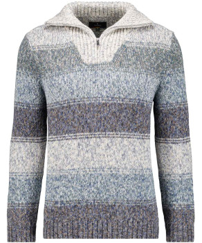 Knitted sweater with troyer collar, striped