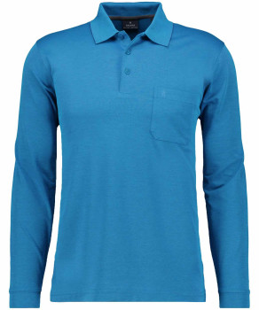 Poloshirt softknit with chest pocket, long sleeve