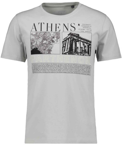 T-Shirt mit Print Steingrau-020