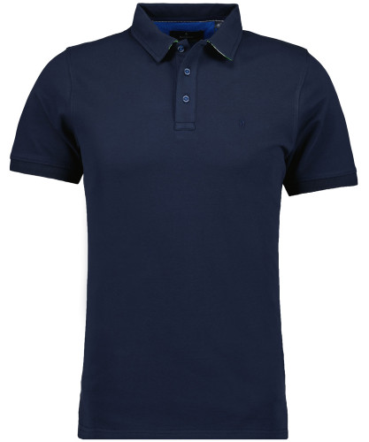Piqué-Polo mit unterlegtem Kragen Jeansblau-071