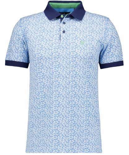 Piqué-Polo mit Alloverprint Hell-Dunkelblau-756