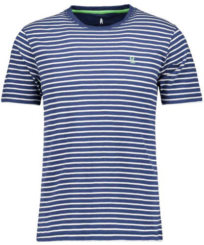 T-Shirt gestreift, Rundhals Nachtblau-079