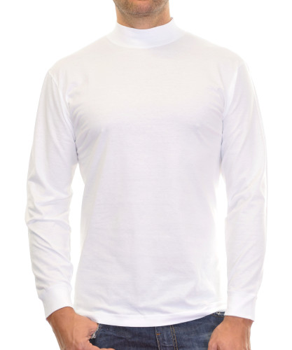Stehkragenshirt langarm Weiss-006
