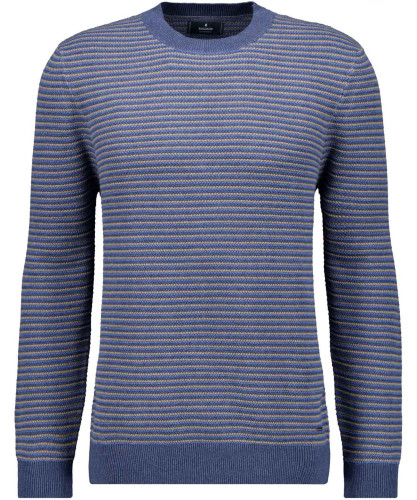 Knitted sweater with stripes Blue-melange-782