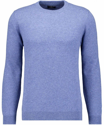 Strickpullover Rundhals Blau-Melange-782