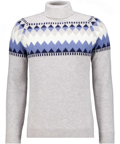 Rollkragen-Pullover Jacquard Grau-011