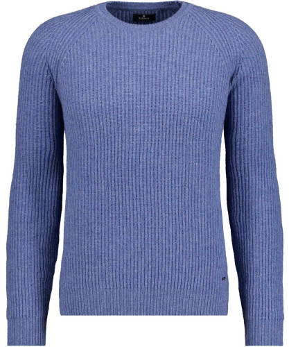 Strickpullover mit Struktur Blau-Melange-782