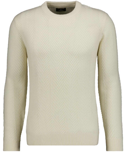Knitted pullover with herringborn pattern Ecru-003
