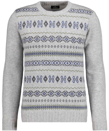Strickpullover mit Rundhals, Jacquard Hellgrau-013