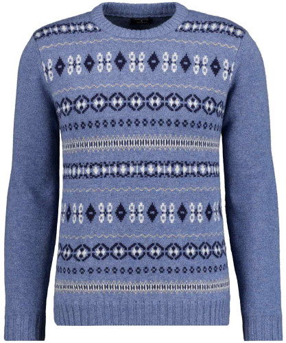 Strickpullover mit Rundhals, Jacquard Hellgrau-013