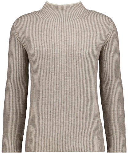 Strickpullover mit Stehkragen, Bicolour, Extra lang 