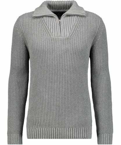 Troyer Strickpullover Grau-Melange-012