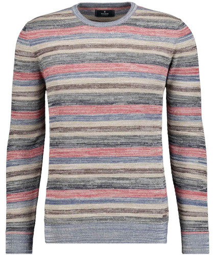 Knitted pullover with round neck, striped 