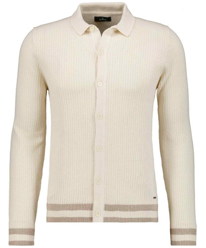 Cardigan with polo collar and tipping 