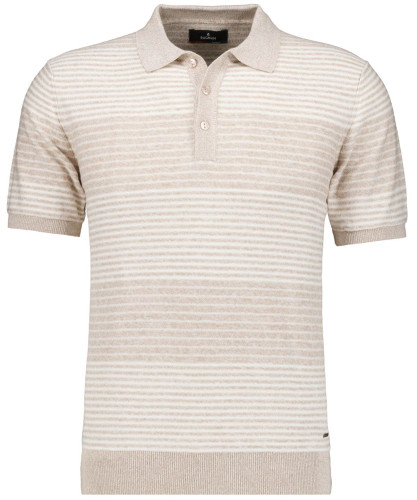 Knitted pullover striped, short sleeve Sand