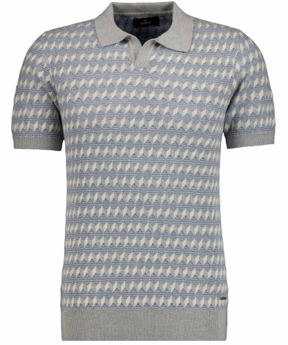 Knitted pullover Jacquard with resort collar, short sleeve 