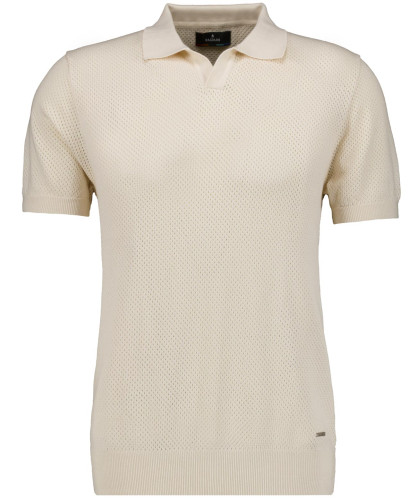 Knitted pullover with resort collar, short sleeve Ecru-004