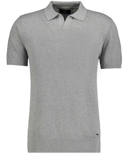 Knitted pullover with resort collar, short sleeve Stone