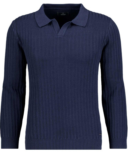 Strickpullover mit Reverskragen Blau-Melange-701
