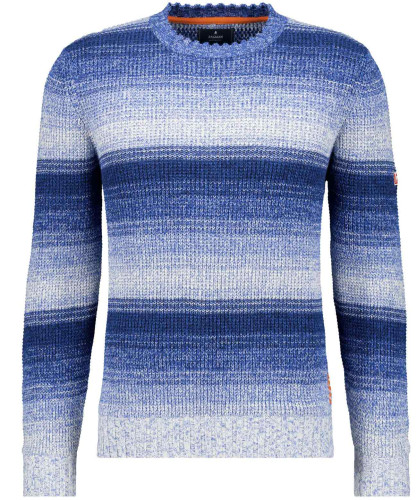 Strickpullover Rundhals, gestreift Dunkelblau-711