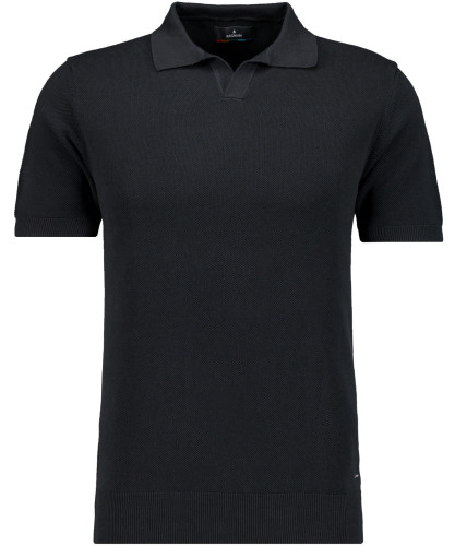 Knitted sweater short sleeve, resort collar Black-009