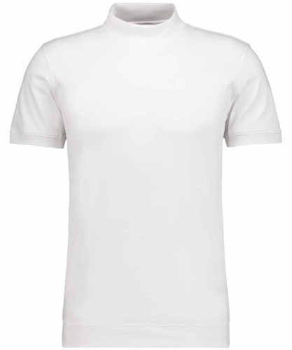 T-Shirt with stand up collar and waistbankd White-006