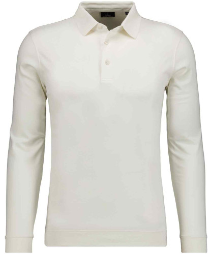 Pima-Poloshirt Langarm mit Bund Ecru-003