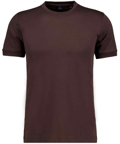 Pima T-Shirt round neck with cuffed sleeves Brown-864