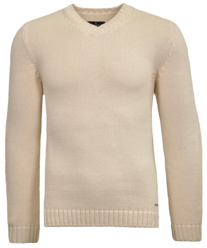 Pullover mit V-Ausschnitt Ecru-003