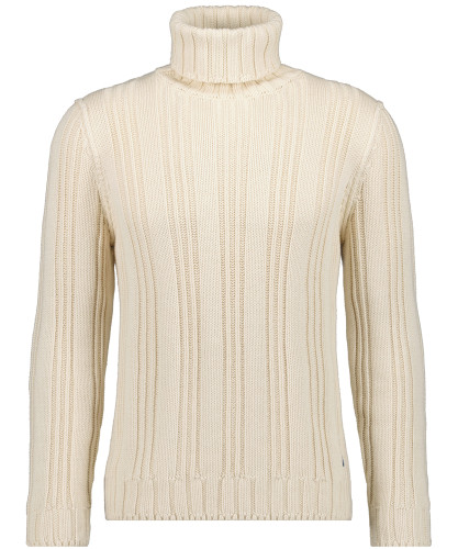 Knitted sweater with roll neck and stripes 