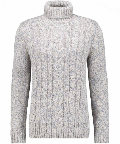Rollkragen-Pullover Tweed, mit Zopfmuster 