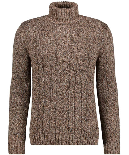 Strickpullover mit Rollkragen und Zopfmuster Taupe-Grau