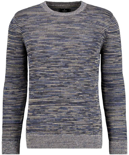 Strickpullover mit Rundhals, Tweed  Braun-Grau
