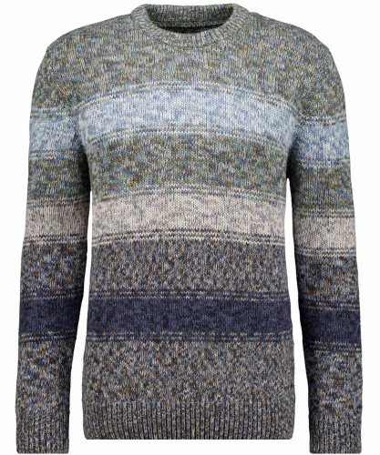 Strickpullover mit Rundhals, Tweed gestreift Gemustert-913