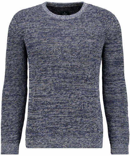 Strickpullover mit Rundhals, Tweed Taupe-Blau-183