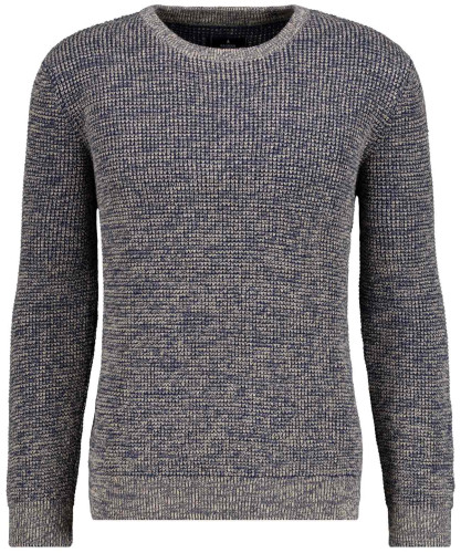 Strickpullover mit Rundhals, Tweed Taupe-Blau-183