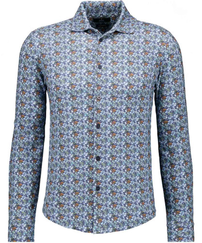 Jersey-Hemd Kent-Kragen Blau/Floral-900
