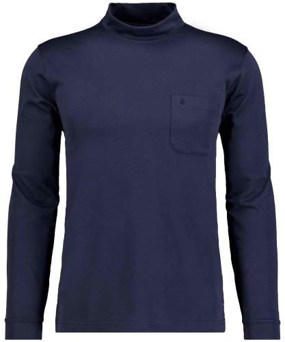Softknit shirt long sleeve with stand up collar Navy-070