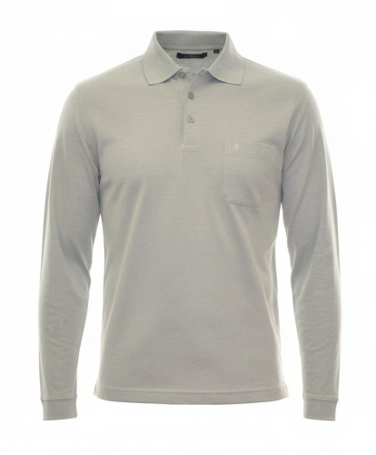 Softknit-Polo mit Brusttasche, Langarm 