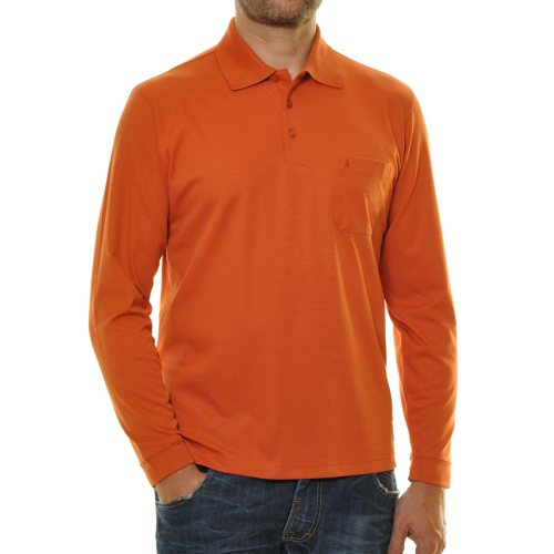 Poloshirt softknit with chest pocket, long sleeve 