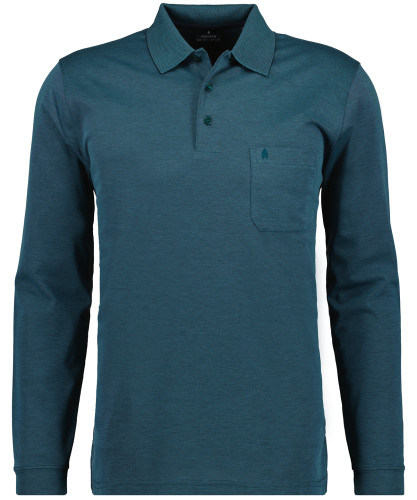 Softknit-Polo mit Brusttasche, Langarm 