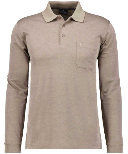 Softknit-Polo mit Brusttasche, Langarm 