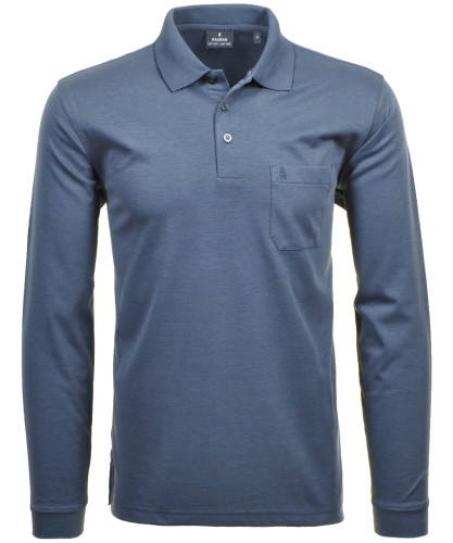 LONG & TALL  Softknit-Polo mit Brusttasche, Langarm Azur-778
