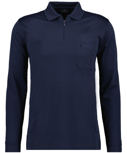 Softknit-Poloshirt Langarm mit Zip Marine-070